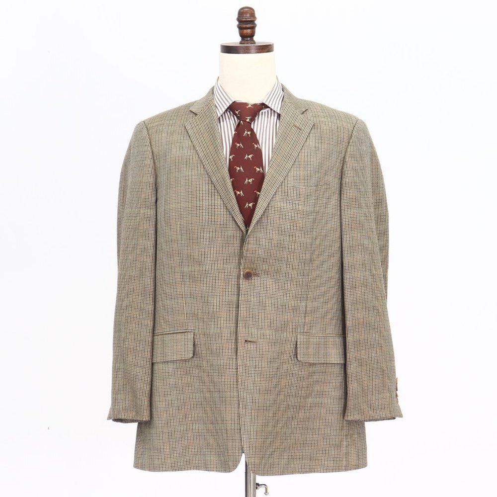 John W. Nordstrom 42L Beige Check 2-Button Sport Coat Blazer Jacket O491